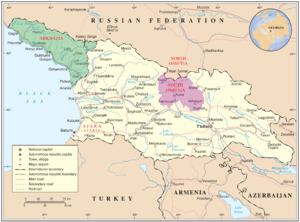 Map of Georgia showing the autonomous republic...
