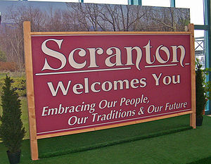 Scranton, PA, USA, welcome sign formerly displ...